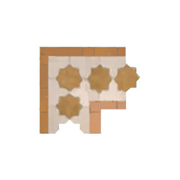 Mosaic House Moroccan tile Kmarshoun Star XS 11(dark)-1 Corner Beige White  zellige, mosaic, zellij, border, glaze, stars 